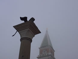 Campanile in fog